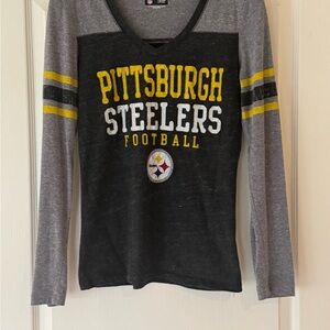 Pittsburgh Steelers Women's Long Sleeve Tee - Black and Gray